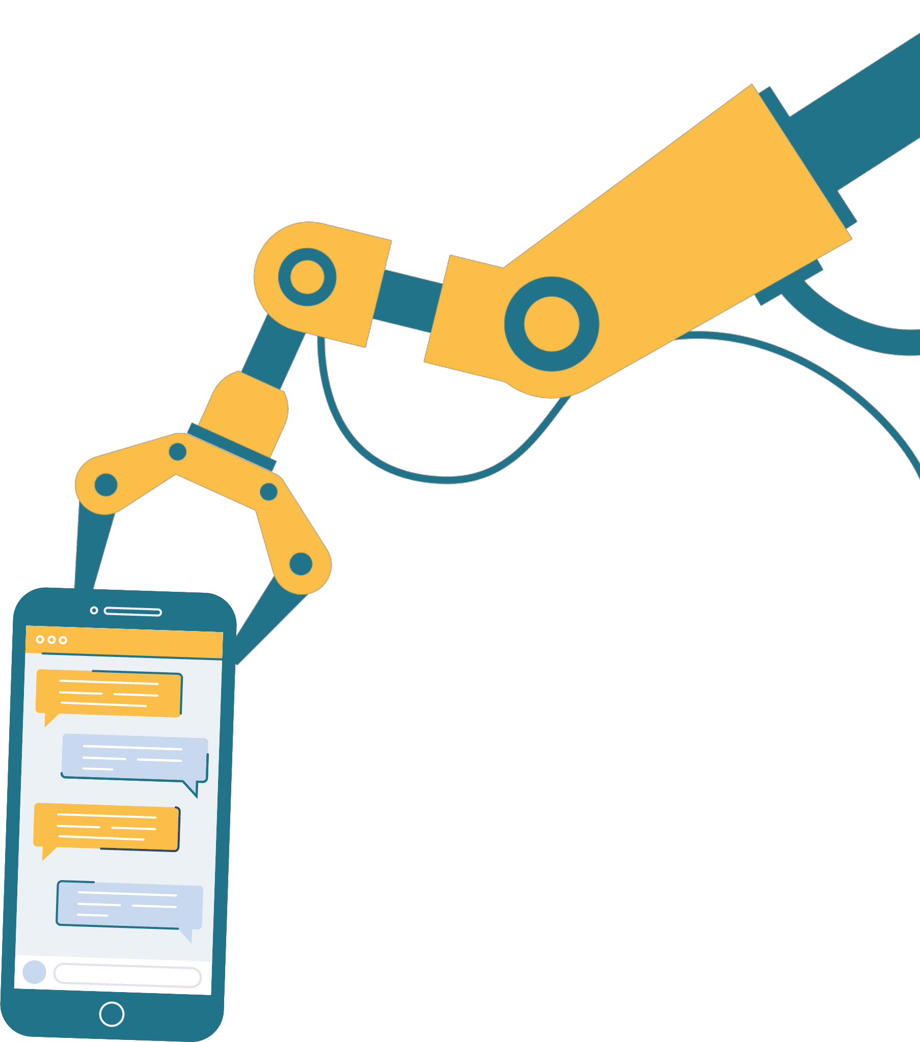 Mão Robótica segurando um celular