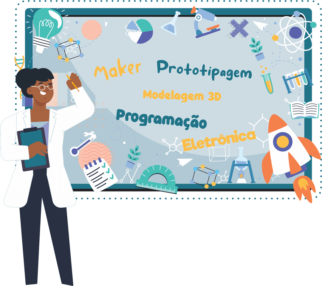 Uma professora em frente de um quadro